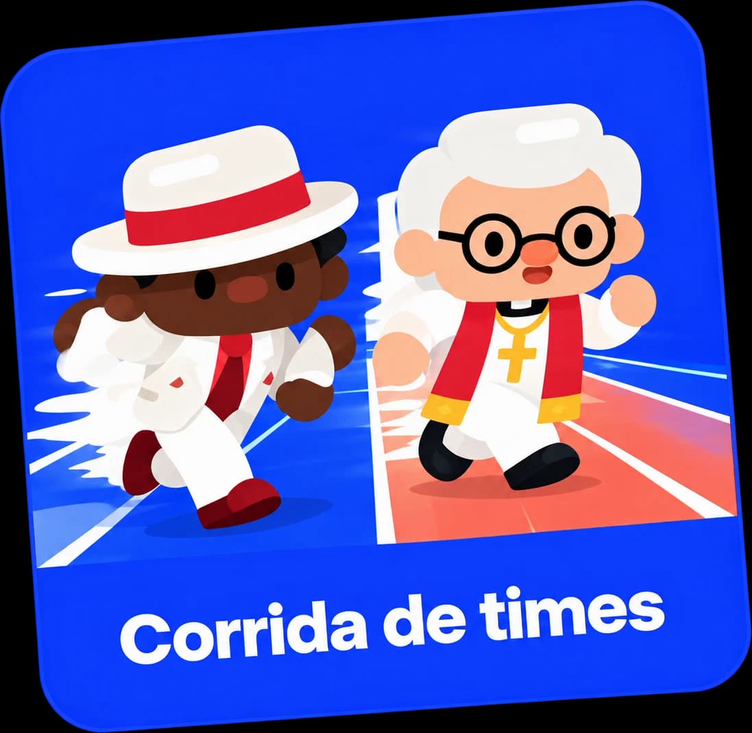Cartão do jogo Corrida de times com dois personagens correndo
